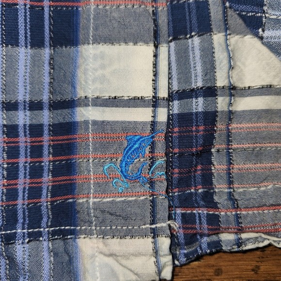 Tommy Bahama Mens Original Fit Silk Shirt Medium Short Sleeve Plaid - Picture 8 of 9